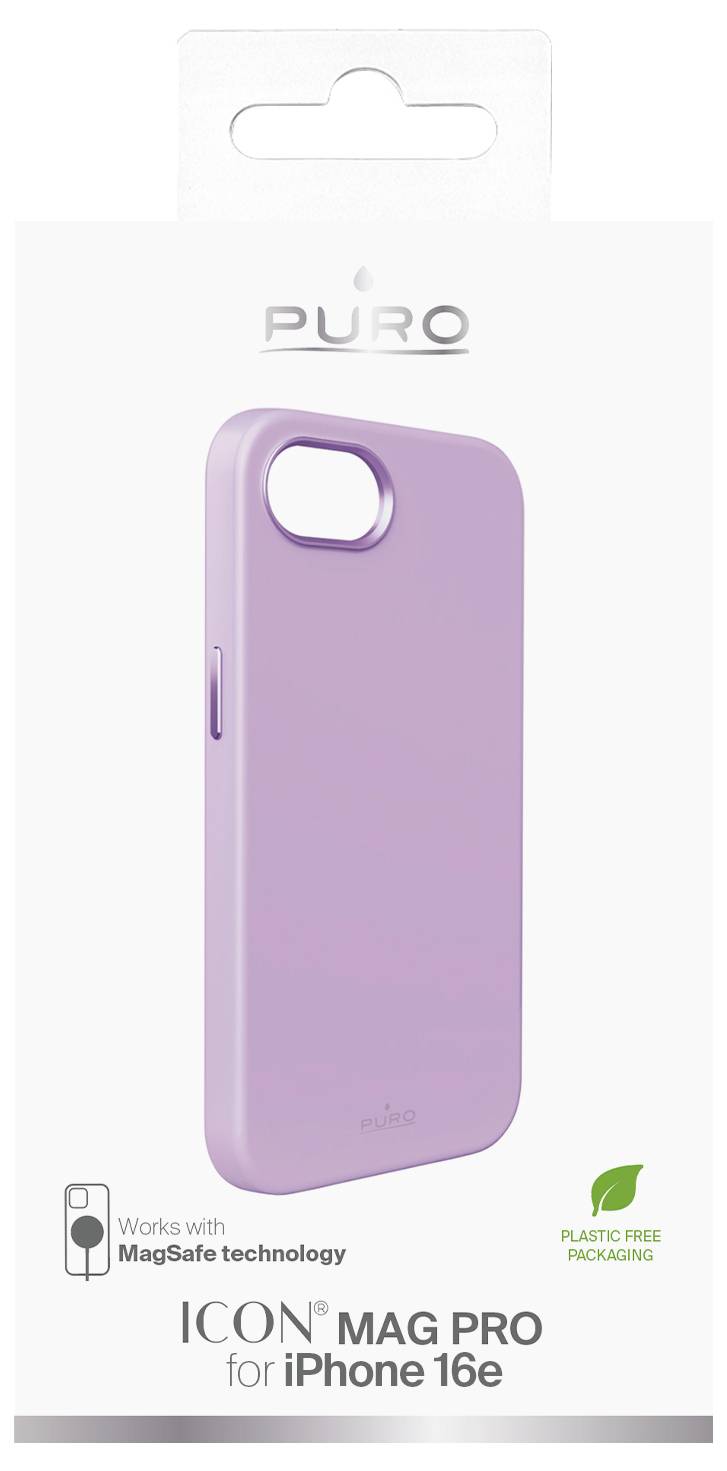 Eine schlanke schwarze Smartphone-Hülle mit einem kreisförmigen Design in der Mitte und 'Puro'-Branding am unteren Ende.