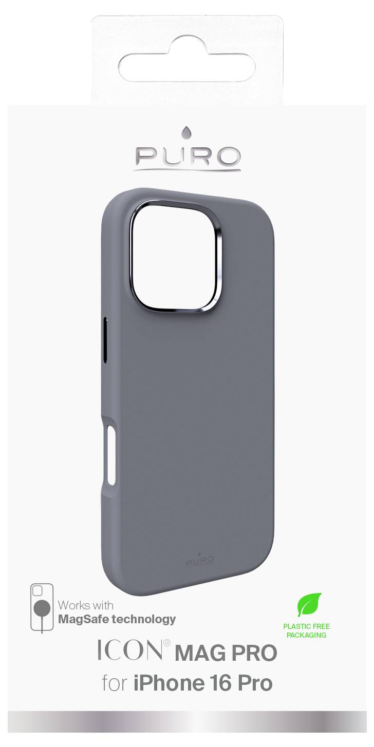 'ICON MAG PRO for iPhone 16' Schutzhülle von Puro. Schwarz, MagSafe-kompatibel, mit umweltfreundlicher Verpackung.