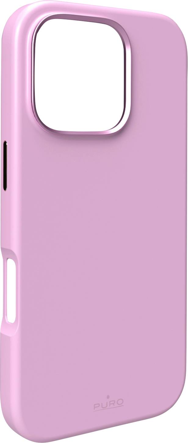 Ein rosa Smartphone-Hülle mit großem Kameraausschnitt auf der oberen Rückseite, entworfen für ein modernes Telefon mit Branding an der Unterseite.