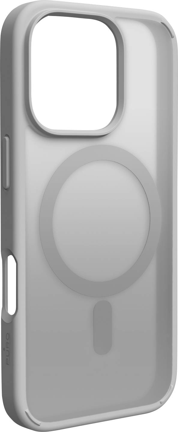 Eine durchsichtige Smartphone-Hülle mit einem kreisförmigen MagSafe-Design, das ihre Kompatibilität mit MagSafe-Zubehör demonstriert.