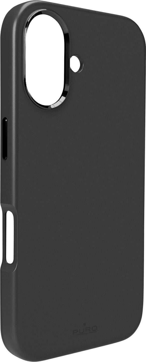 Ein elegantes schwarzes Schutzgehäuse für das Telefon mit Kameraausschnitt und minimalistischem Design, das einfachen Zugriff auf Anschlüsse und Tasten bietet.