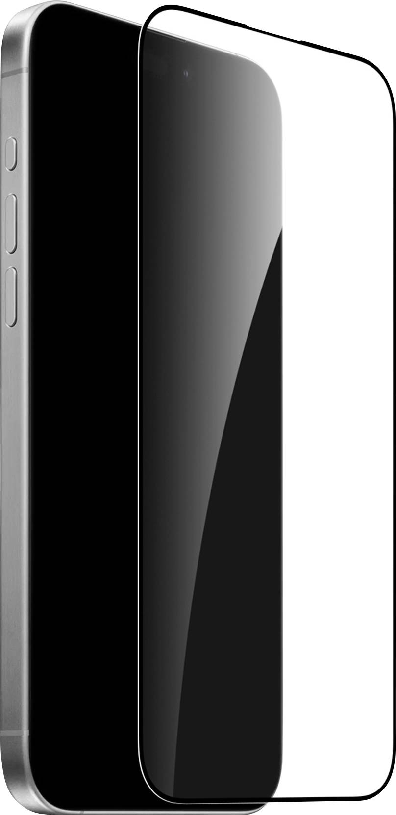 Ein Smartphone, das einen Displayschutz zeigt, der teilweise sein Display bedeckt und das dünne und transparente Design zum Schutz des Geräts hervorhebt.