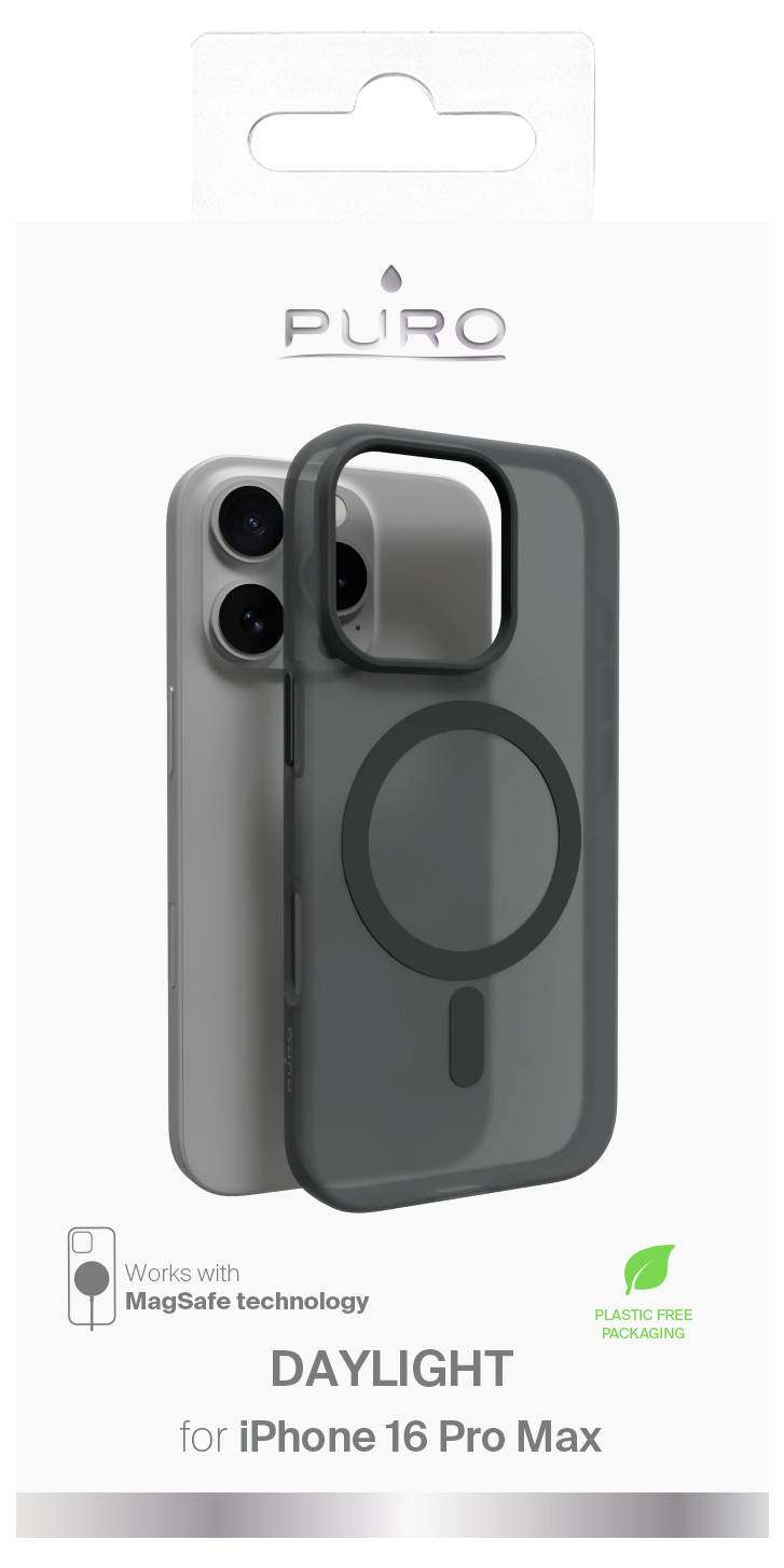 Telefongehäuse-Verpackung für iPhone 16 Pro Max. Präsentiert ein „DAYLIGHT