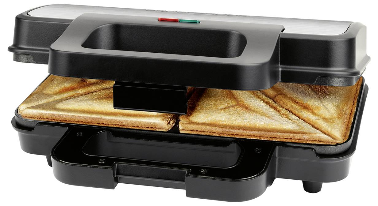 Profi Cook PC-ST 1315 Sandwich-Toaster Antihaftbeschichtung, Kontrollleuchte Edelstahl, Schwarz