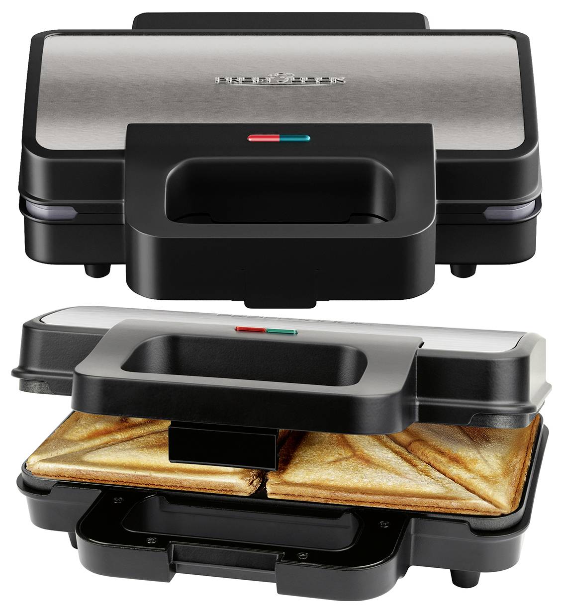 Profi Cook PC-ST 1315 Sandwich-Toaster Antihaftbeschichtung, Kontrollleuchte Edelstahl, Schwarz