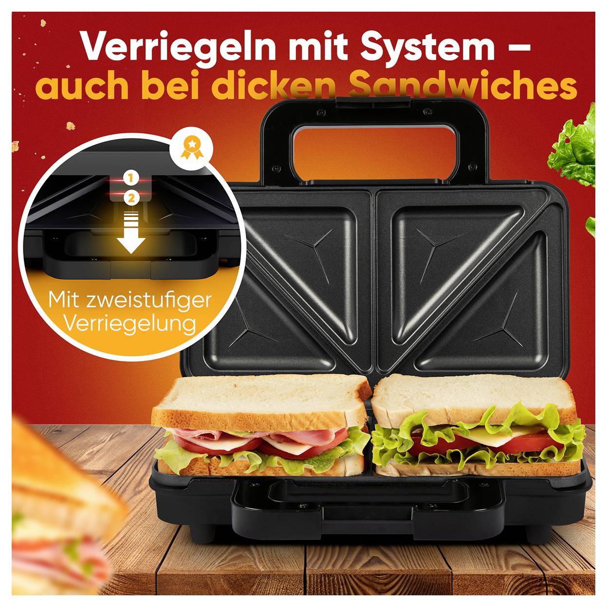 Profi Cook PC-ST 1315 Sandwich-Toaster Antihaftbeschichtung, Kontrollleuchte Edelstahl, Schwarz