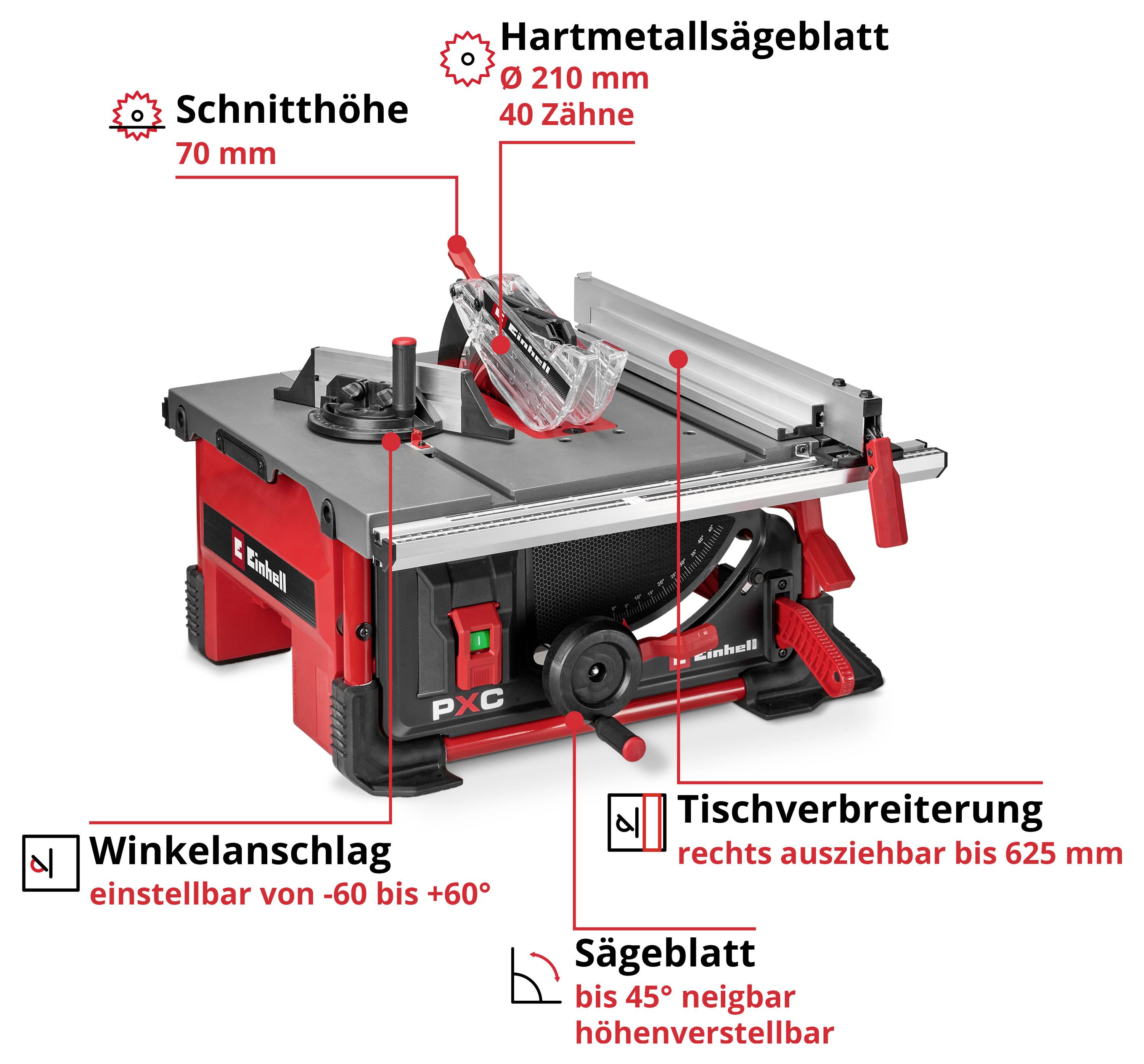 Einhell TE-TS 36/8 T Li-Solo Akku-Tischkreissäge 210mm