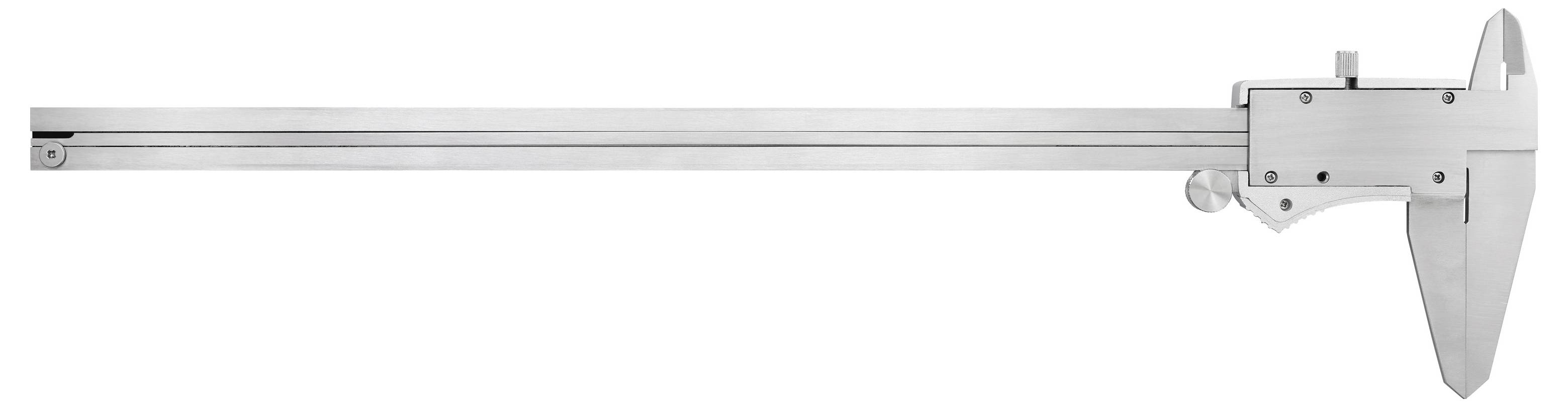 Dieses Bild zeigt eine Schieblehre aus Metall, die für präzise Messungen verwendet wird und eine Schiebeskala zur genauen Bestimmung der Größe von Objekten aufweist.