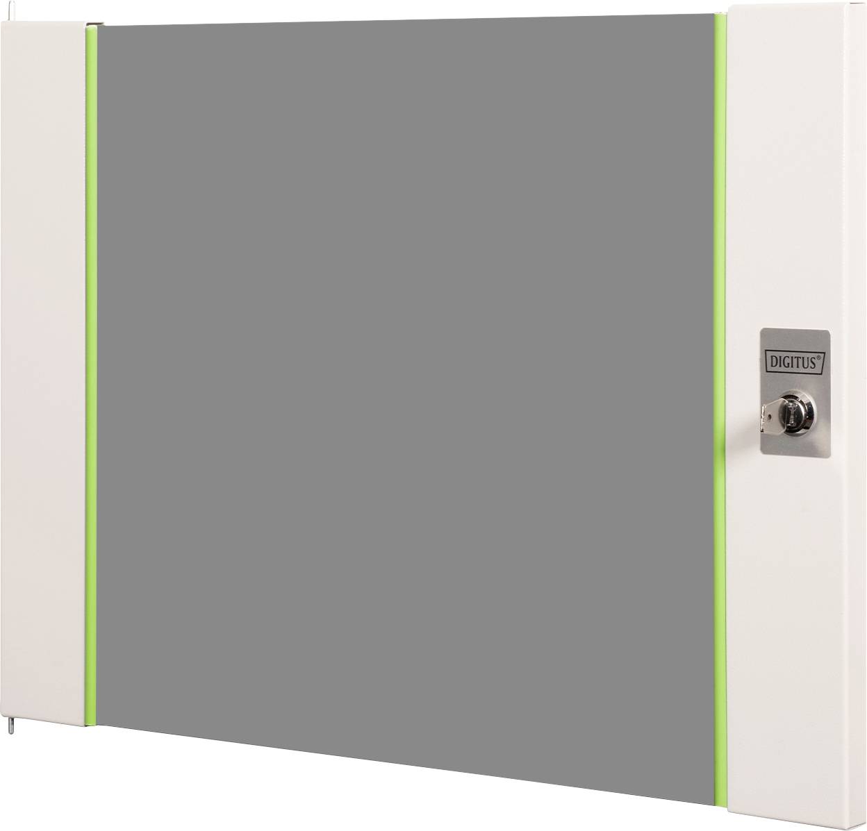 Rechteckiges digitales Anzeigefeld mit Bedienknopf auf der rechten Seite, umrahmt von weißen Rändern und grünen Kanten auf jeder Seite.