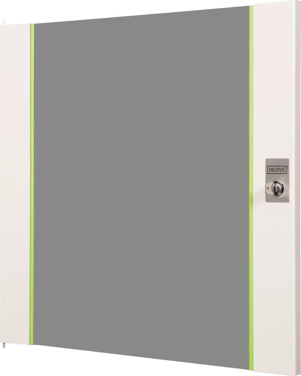 „Grau-weiße Lagertafel mit hellgrünen Akzenten und einem Schloss auf der rechten Seite.