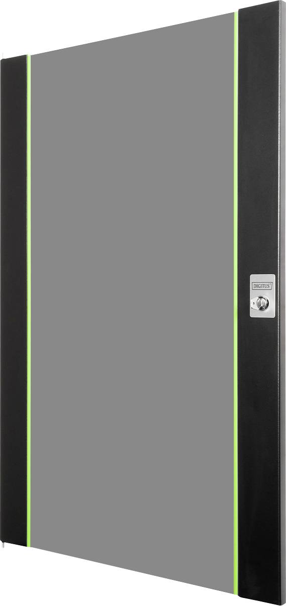 Ein schwarz-graues Panel mit grünen vertikalen Linien und einer Steuertaste auf der rechten Seite, möglicherweise ein modernes elektronisches Gerät oder eine Schnittstelle.