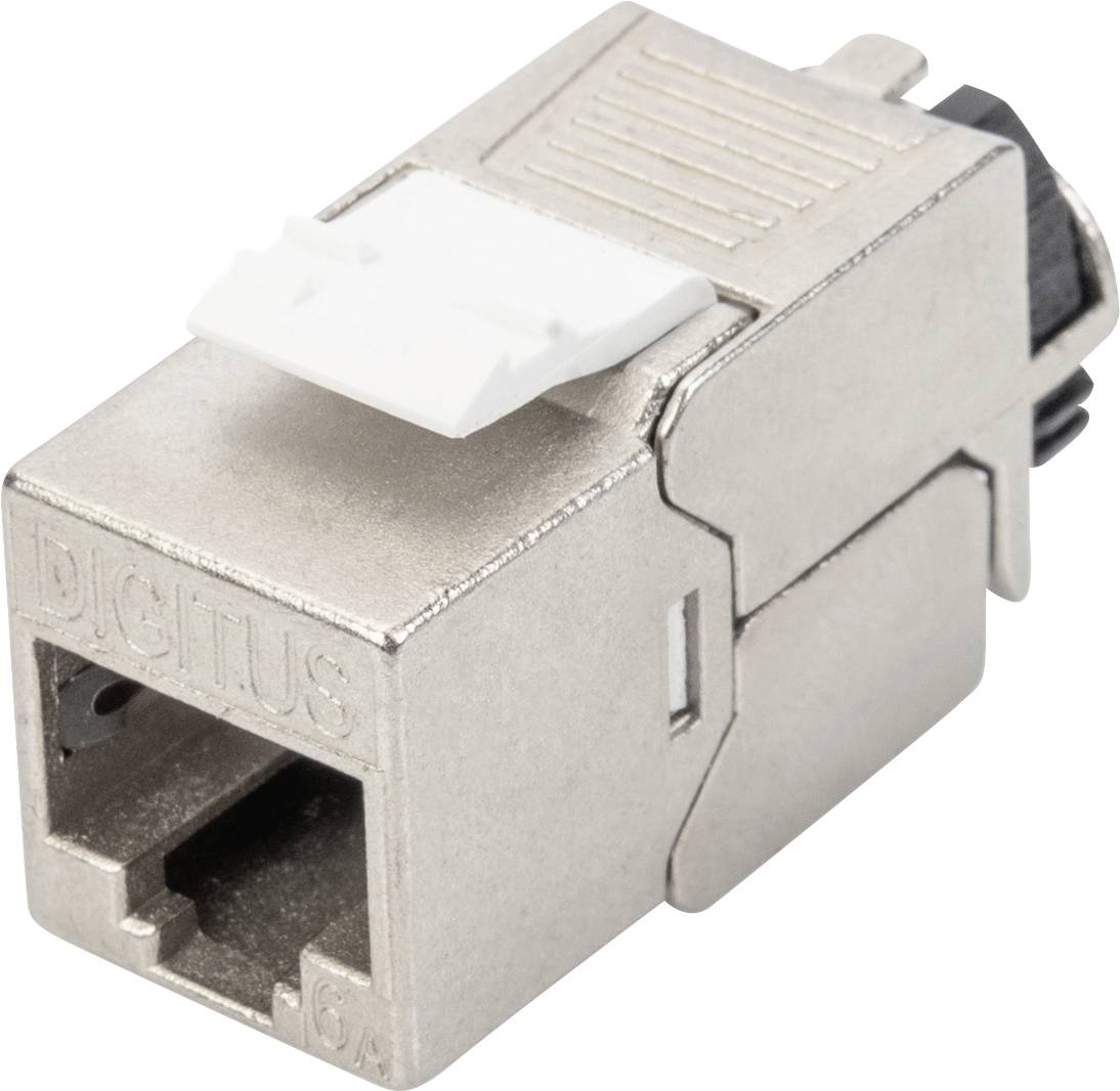 „Cat.6A Keystone Jack, geschirmt, werkzeugfreie Installation, Metallgehäuse, RJ45