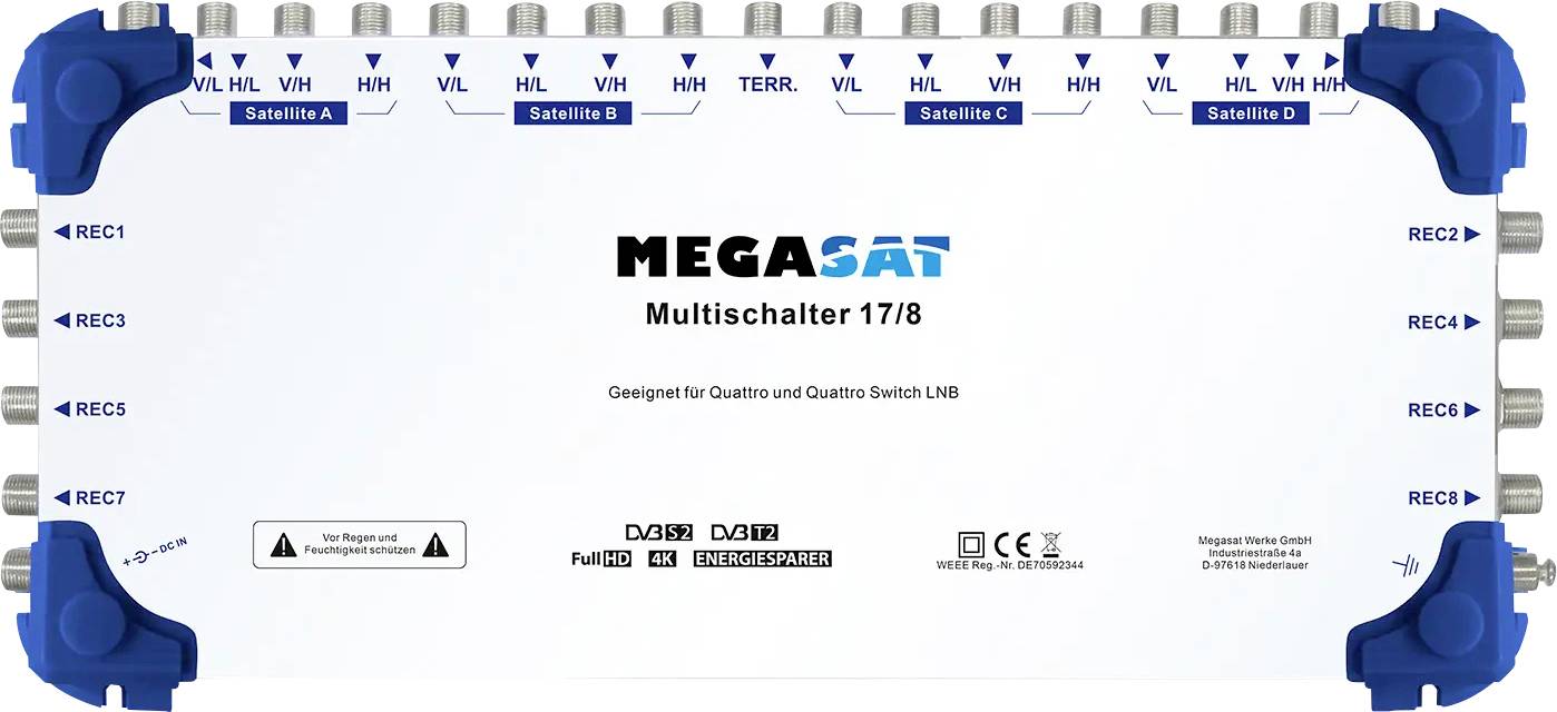 MegaSat 0600154 SAT Multischalter Eingänge (Multischalter): 17 (16 SAT/1 terrestrisch) Teilnehmer-A