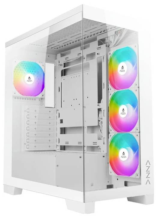 AZZA COVE WHITE Midi-Tower PC-Gehäuse Schwarz 3 Vorinstallierte LED Lüfter, 1 Vorinstallierter LED Lüfter