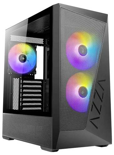AZZA REAVER Midi-Tower PC-Gehäuse Schwarz 1 Vorinstallierter LED Lüfter, 2 Vorinstallierte LED Lüfter, 2 vorinstallierte Lüfter
