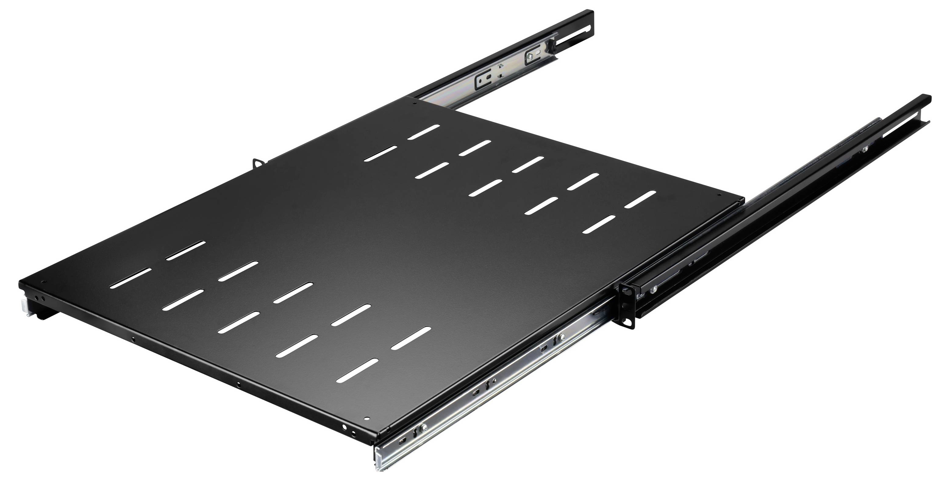 Renkforce RF-7112942 19 Zoll Netzwerkschrank-Geräteboden 1 HE Ausziehbar Geeignet für Schranktiefe: ab 500mm Schwarz