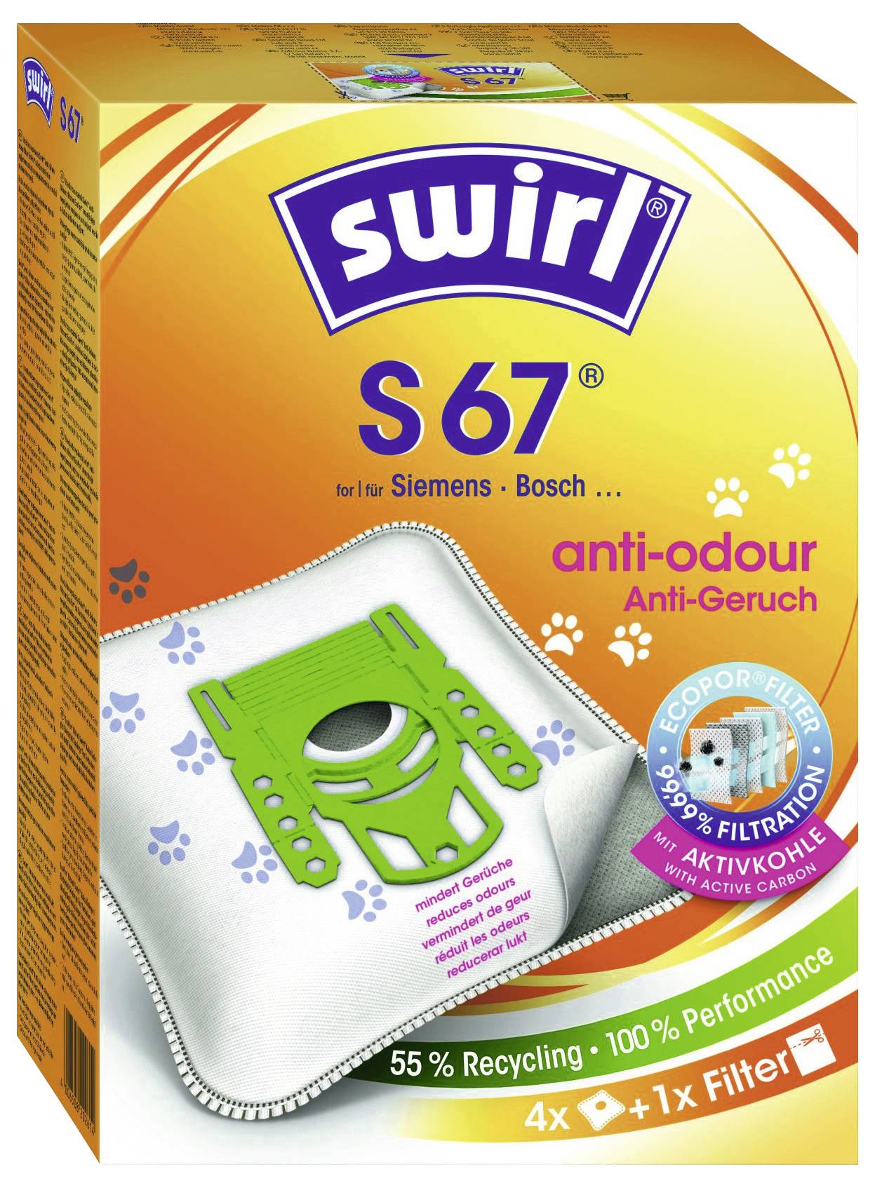 Swirl S 67 XL Vorteilspack EcoPor® Staubsaugerbeutel 1 St.