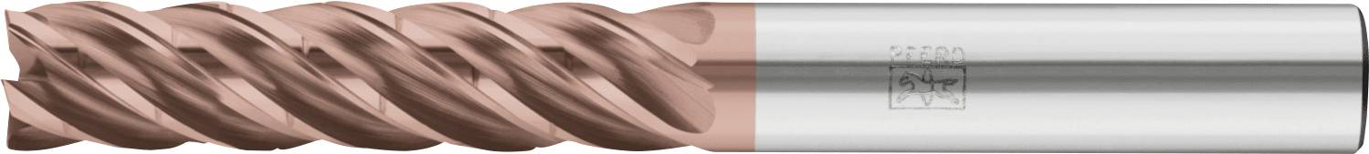 Ein Metallfräswerkzeug mit spiralförmigem Design, verwendet zum Fräsen, mit einer kupferfarbenen Schneidoberfläche und einem silbernen Griff.