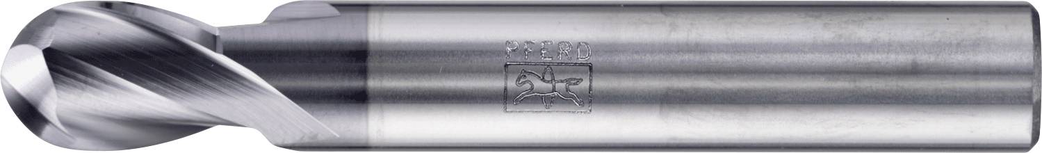 Ein zylindrischer Metallfräser mit einer Spiralschneidkante, der für Bearbeitungsoperationen verwendet wird und eine glatte, glänzende Textur aufweist.