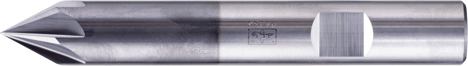 Ein Metallversenker mit einer konischen Schneidkante, der zum Erstellen eines konischen Lochs für eine Schraube verwendet wird.