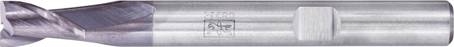 Ein zylindrischer, metallischer Schaftfräser mit Spiralnutungen, der für Bearbeitungsvorgänge an Fräsmaschinen verwendet wird.