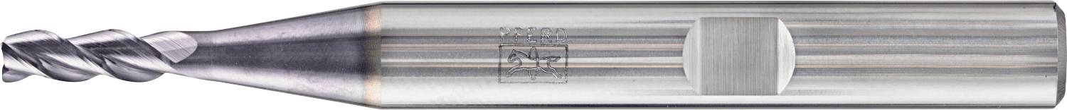 Eine Nahaufnahme einer silbernen Spiralschaftfräser mit einem glatten zylindrischen Schaft und Spiralnutungen.
