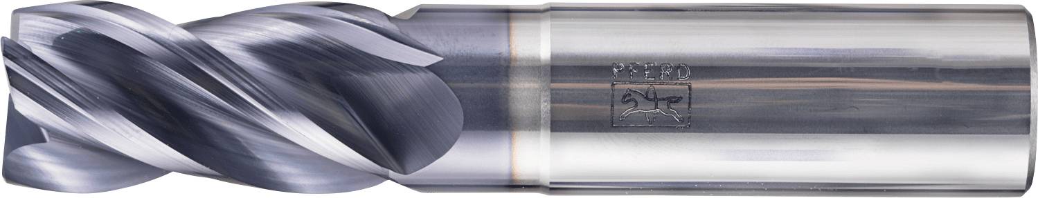 Ein metallischer zylindrischer Schaftfräser mit Schrägnutungen zum Schneiden oder Formen von Materialien.