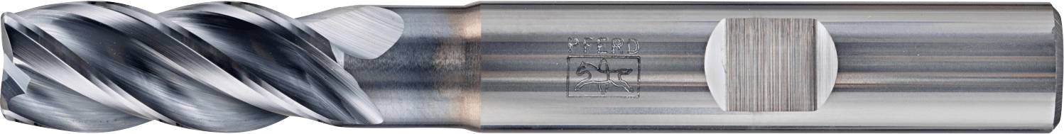 Ein Nahaufnahmebild einer Metallbohrerspitze mit einer Spiralstruktur, die seine glatte und glänzende metallische Oberfläche hervorhebt.