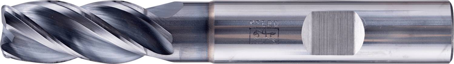 Eine Nahaufnahme einer Metallfräse mit Schrägkanten, die bei Bearbeitungsvorgängen zum Schneiden von Metallen verwendet wird.