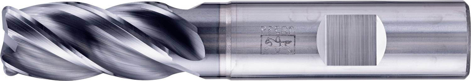 Eine Nahaufnahme eines Metallfräsers mit Spiralnutungen, der für präzise Schneid- oder Bearbeitungsvorgänge in industriellen Anwendungen verwendet wird.