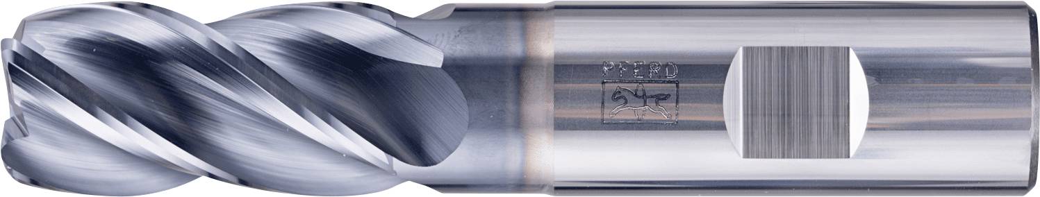 Ein Nahaufnahmebild eines metallischen Bohrers mit Spiralrillen, der für industrielle Bohr- und Schneidanwendungen verwendet wird.