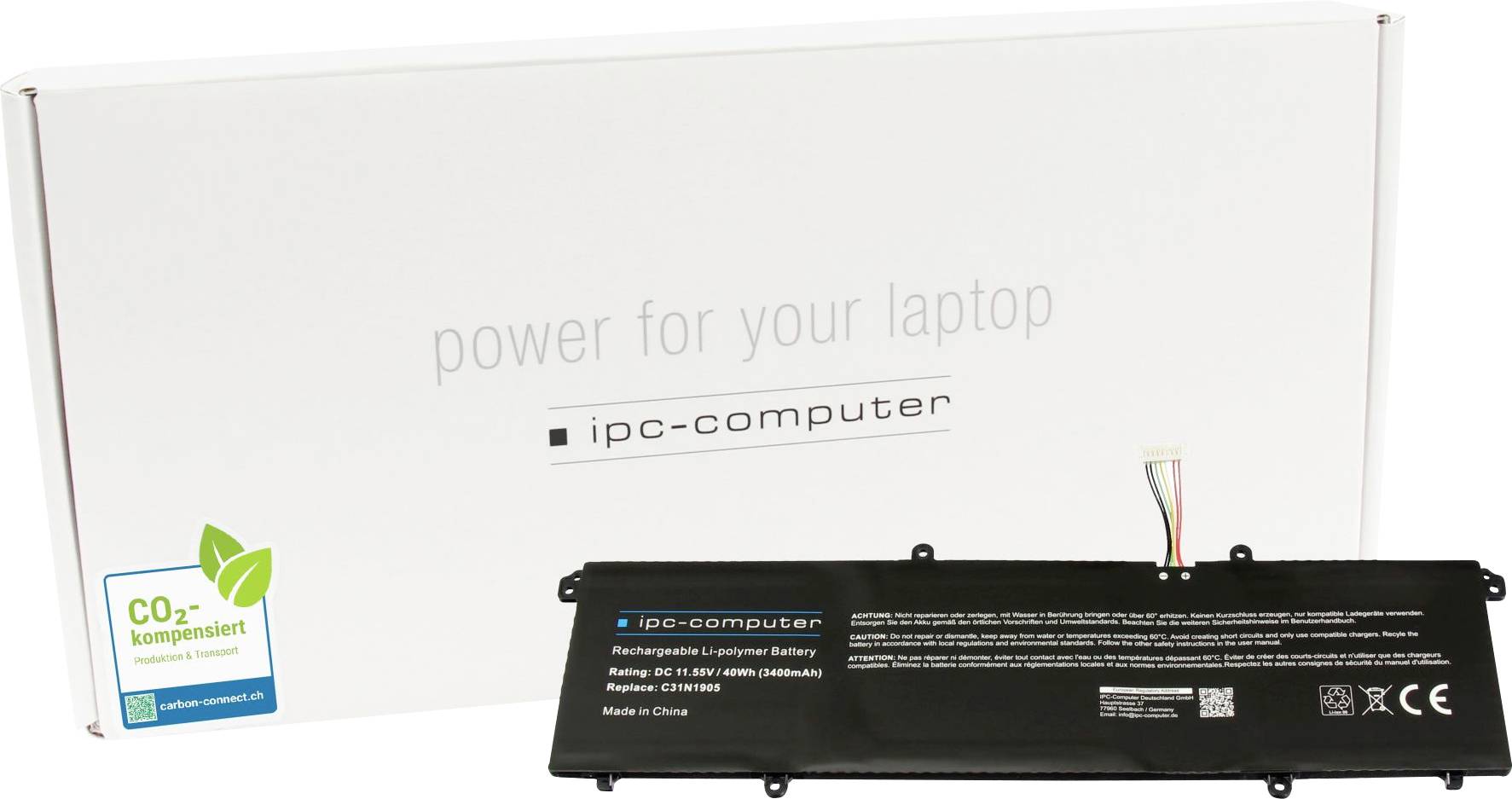 Ipc-computer Notebook-Akku Akku C31N1905 REPLACE 11.55V 3400 mAh