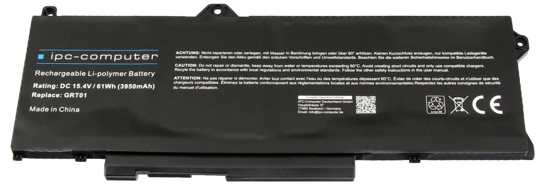 Ipc-computer Notebook-Akku Akku GRT01 REPLACE 15.40V 3950 mAh