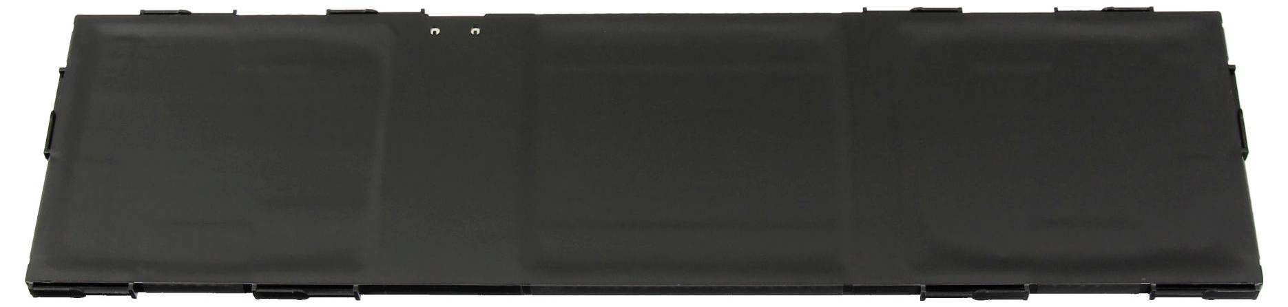 Ein rechteckiges schwarzes Objekt mit drei unterschiedlichen Paneelen, möglicherweise ein auszieh- oder faltbares Item, vor einem schlichten Hintergrund.