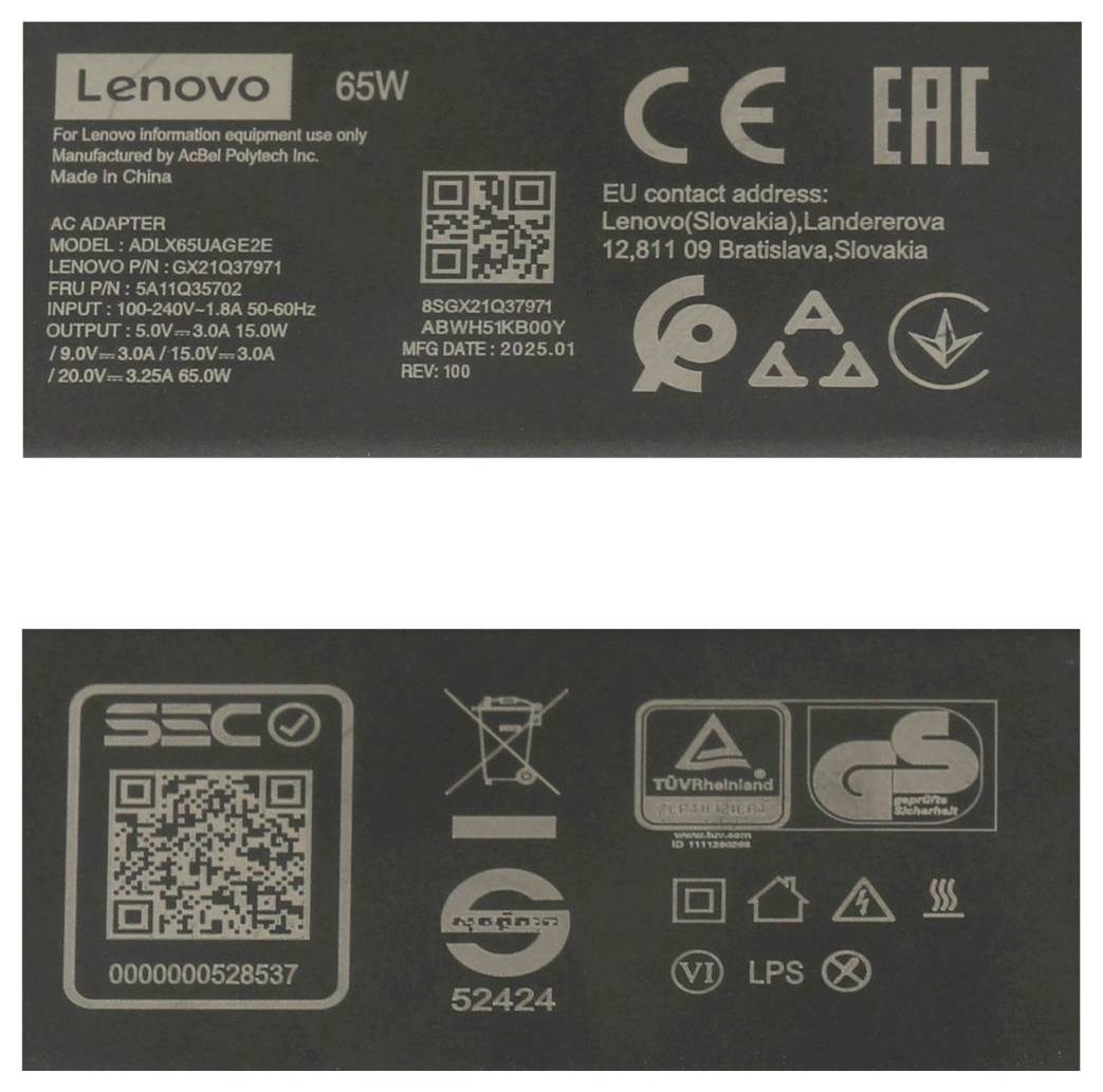 Lenovo Netzteil 5A11Q35702 Notebook-Netzteil 65W 20V 3A