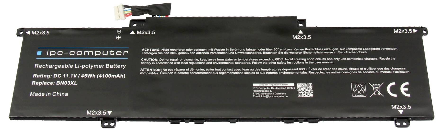 Ipc-computer Notebook-Akku Akku BN03XL REPLACE 11.10V 4100 mAh