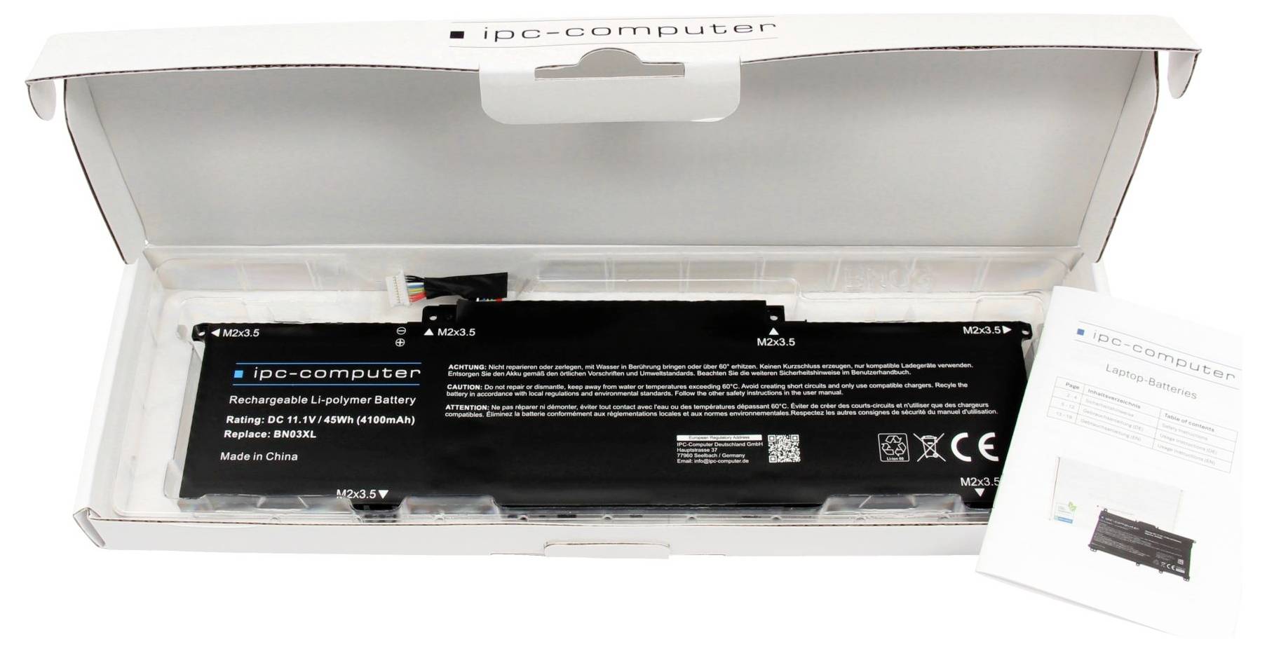 Ipc-computer Notebook-Akku Akku BN03XL REPLACE 11.10V 4100 mAh