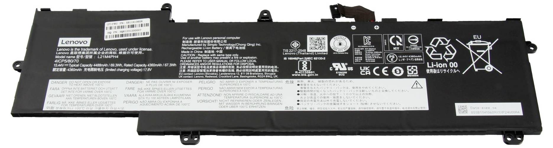 Lenovo Notebook-Akku Akku 5B11H10608 15.44V 4488 mAh