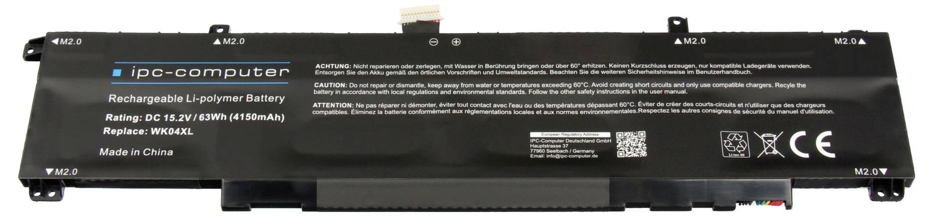 Ipc-computer Notebook-Akku Akku WK04 REPLACE 15.20V 4150 mAh