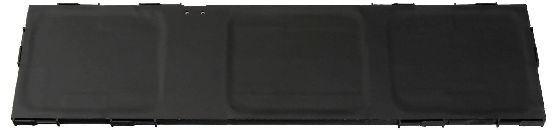 Ein rechteckiges, schwarzes faltbares Solarpanel mit drei Abschnitten, von vorne dargestellt.