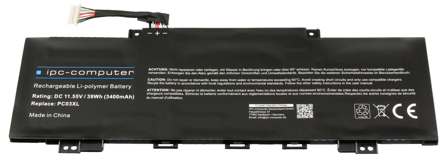 Ipc-computer Notebook-Akku Akku PC03 REPLACE 11.55V 3400 mAh