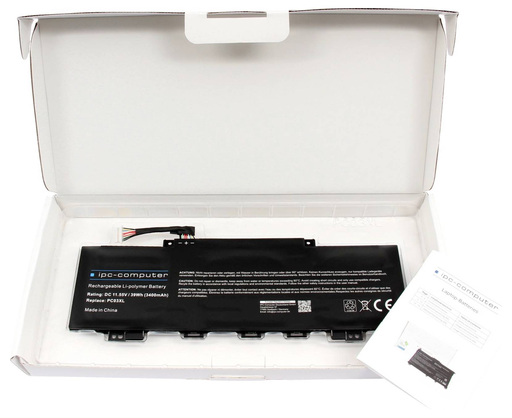 Ipc-computer Notebook-Akku Akku PC03 REPLACE 11.55V 3400 mAh