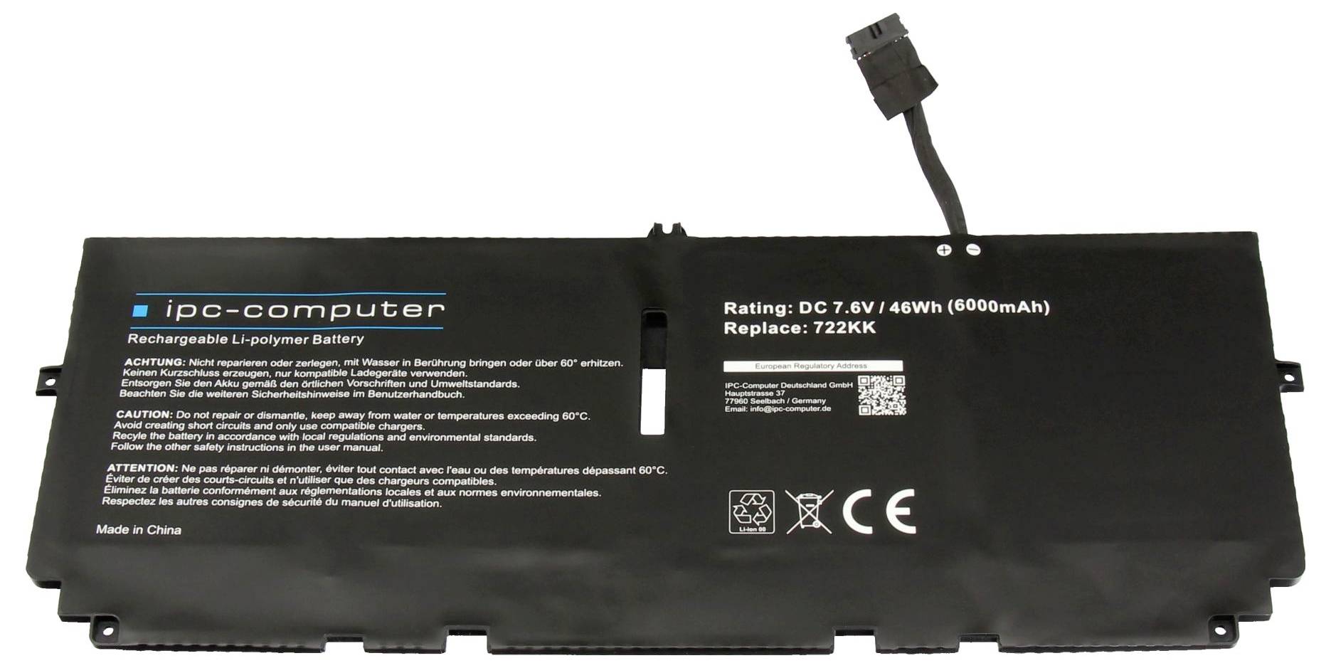 Ipc-computer Notebook-Akku Akku 722KK REPLACE 7.60V 6000 mAh
