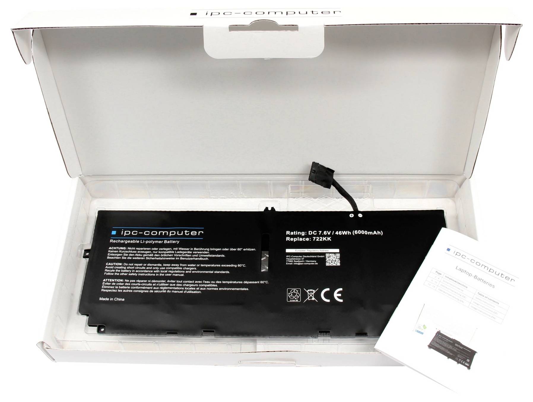 Ipc-computer Notebook-Akku Akku 722KK REPLACE 7.60V 6000 mAh