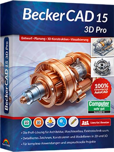 Markt & Technik 81495 BeckerCAD 15 -3D PRO Jahreslizenz, 3 Lizenzen Windows CAD-Software