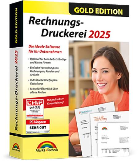 Markt & Technik Rechnungsdruckerei 2025 Gold Edition Vollversion, 1 Lizenz Windows Kaufmännische Software