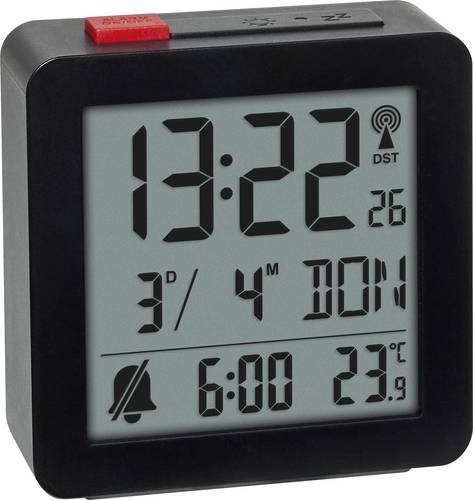 TFA Dostmann 60.2566.01 Funk Wecker Schwarz Alarmzeiten 1