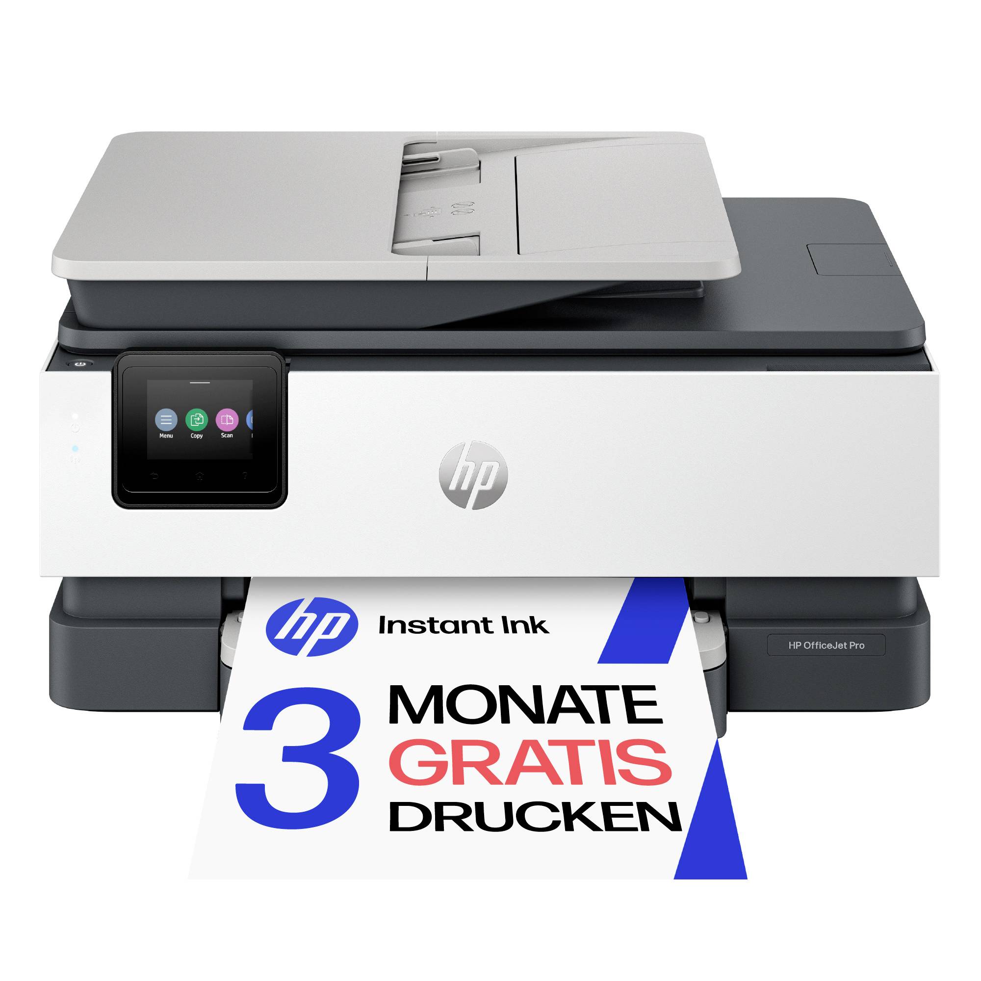 HP Multifunktionsdrucker druckt ein Werbeplakat, das 