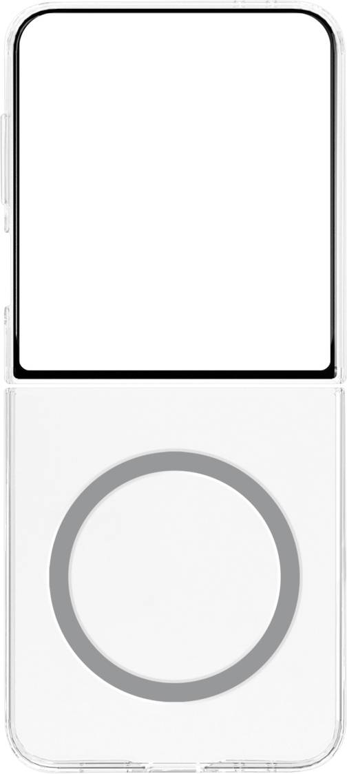 Ein minimalistisches Design, das einem MP3-Player ähnelt, mit einem leeren Bildschirm und einem kreisförmigen Touchpad, ohne sichtbare Markierung oder Text.