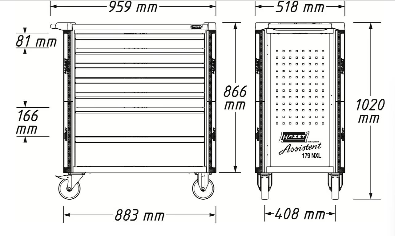 Hazet 179NXL-8S1/515 Werkstattwagen Herstellerfarbe: Blau, Schwarz